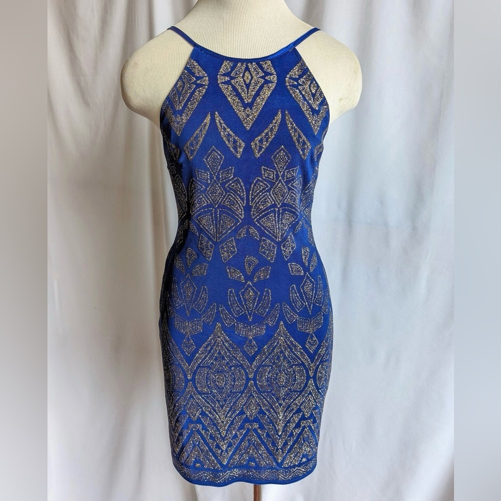 Vintage Y2K Jump Apparel Blue Glitter Dress